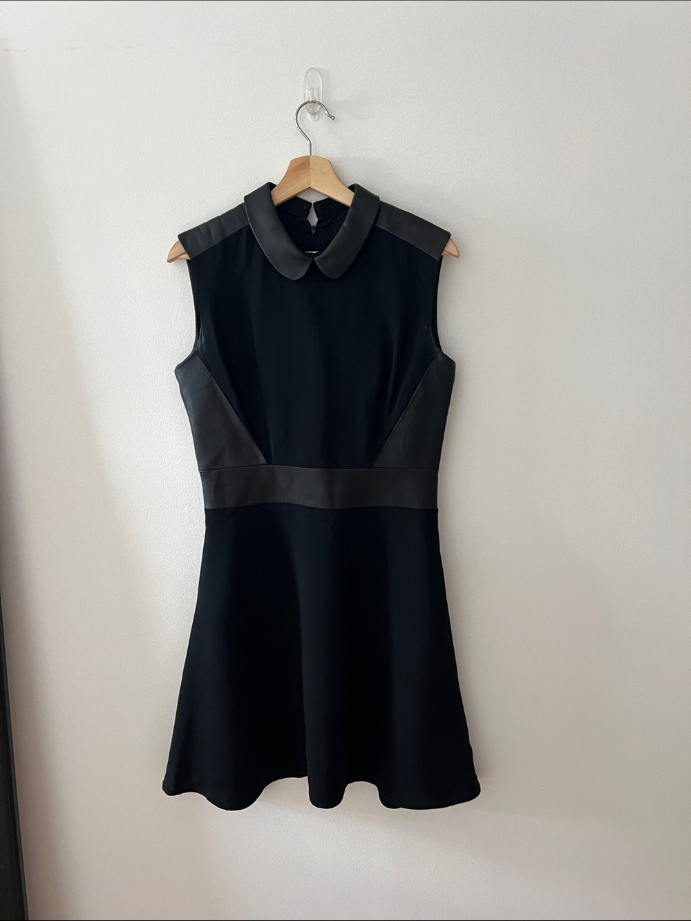 The Kooples Black Sleeveless A-Line Dress with Peter Pan Collar